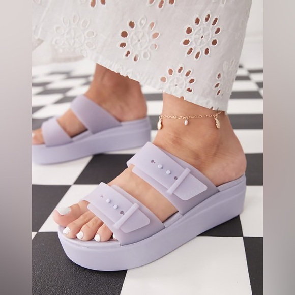 Crocs Shoes - Crocs Brooklyn Buckle Low Wedge Purple Moon Women's 10 perfect condition